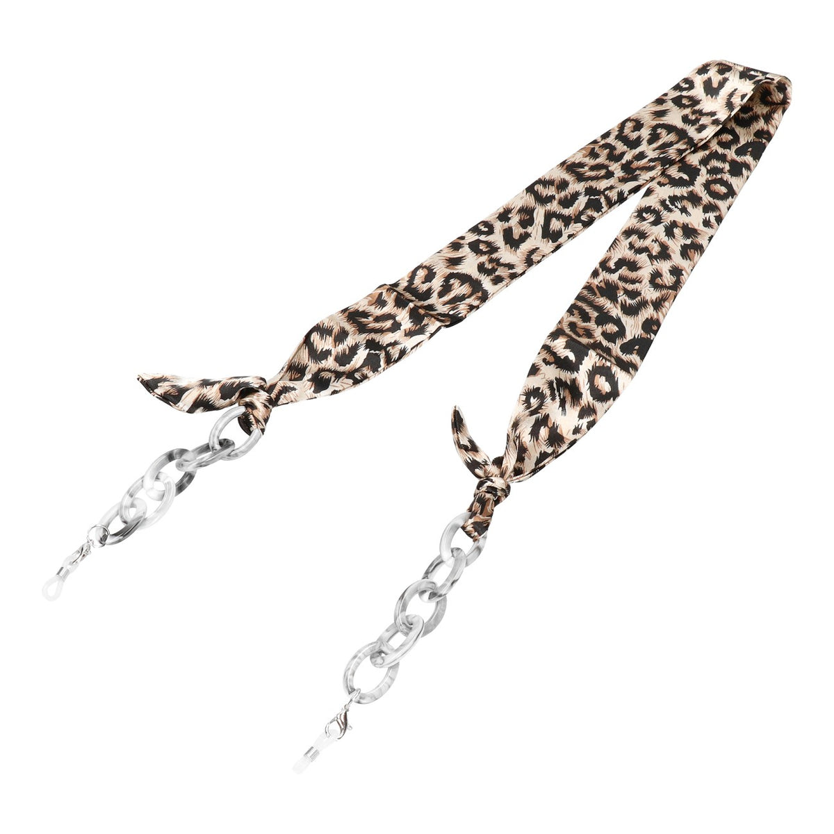 Řetízek na brýle SR7821 s šátkem šedý leopardí vzor